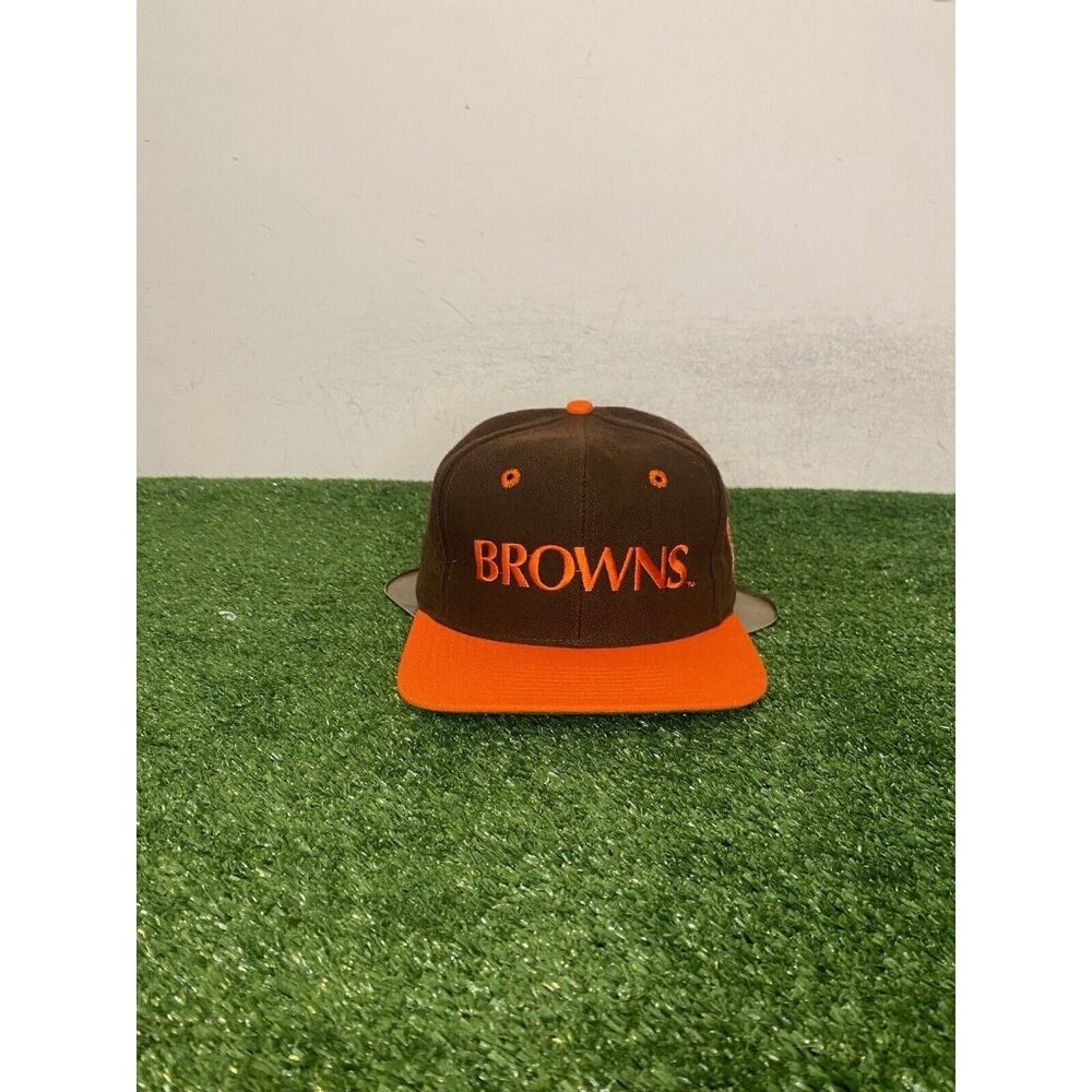 Vintage Cleveland Browns hat cap snap back brown orange The Game wool mens